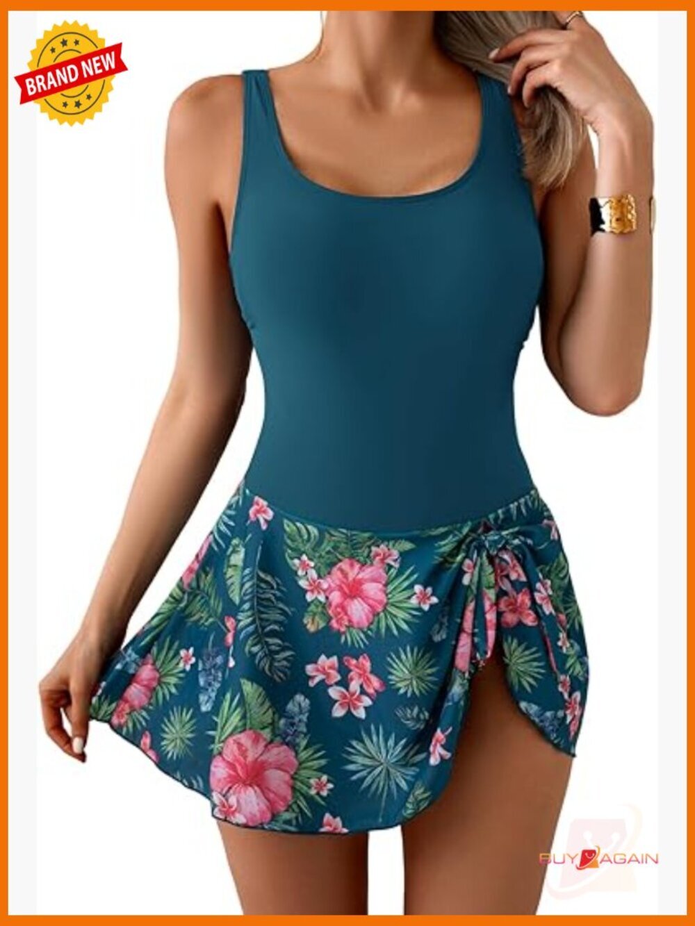 One Piece Swimdress Tummy Control Swim Skirt Bathing Suit Adjustable Straps
